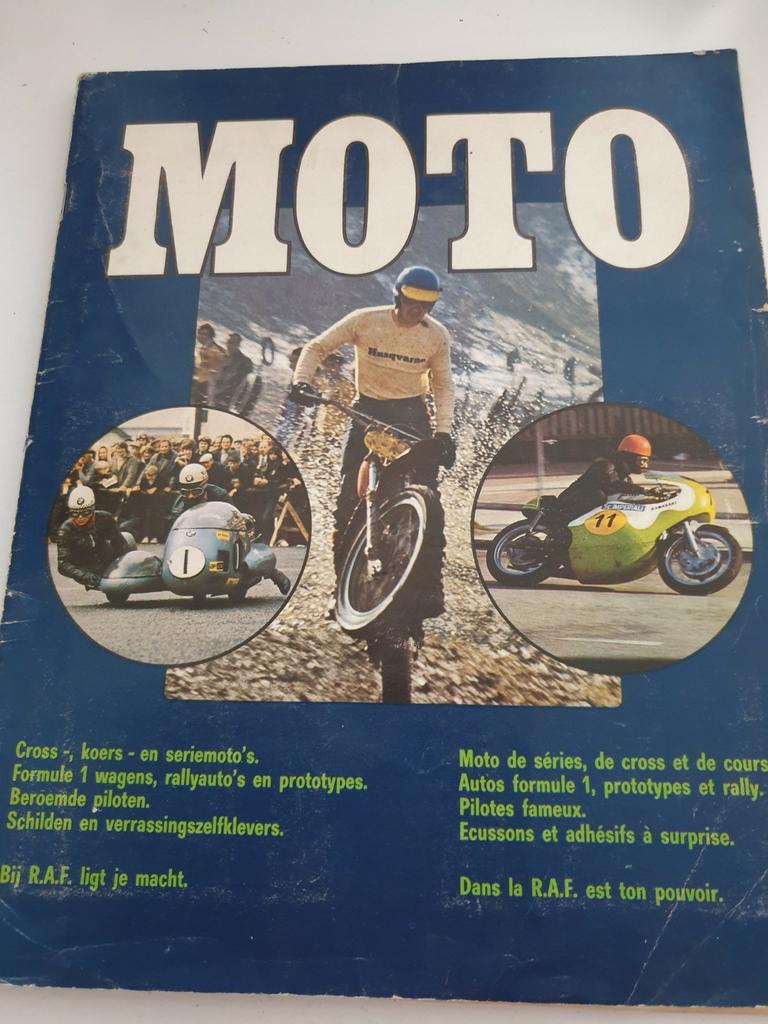 MOTO 197? RAF superraf super raf STICKERBOEK NL/F, Ophalen of Verzenden, Gebruikt, Auto of Motor