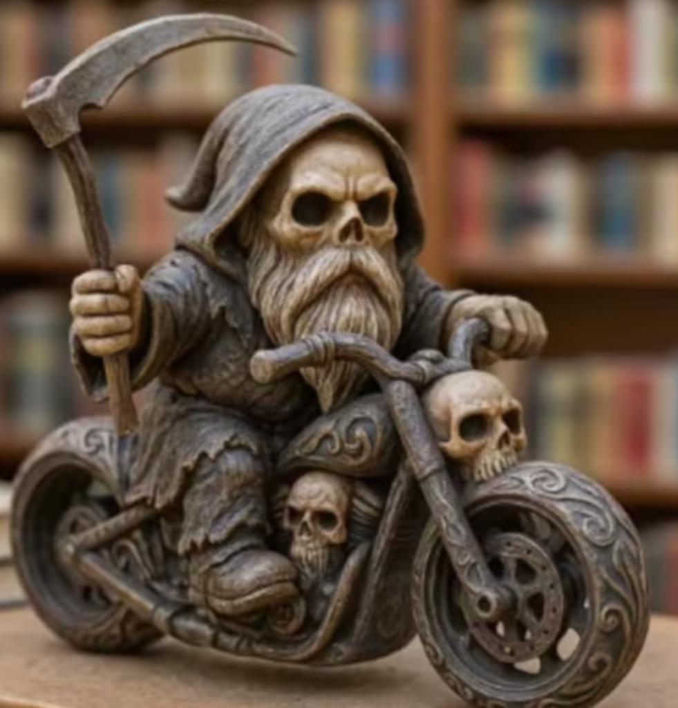 Belle statue Squelette sur une moto (12,5 cm)