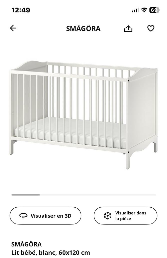 Lit à barreaux avec matelas, Enlèvement, Comme neuf, Lit