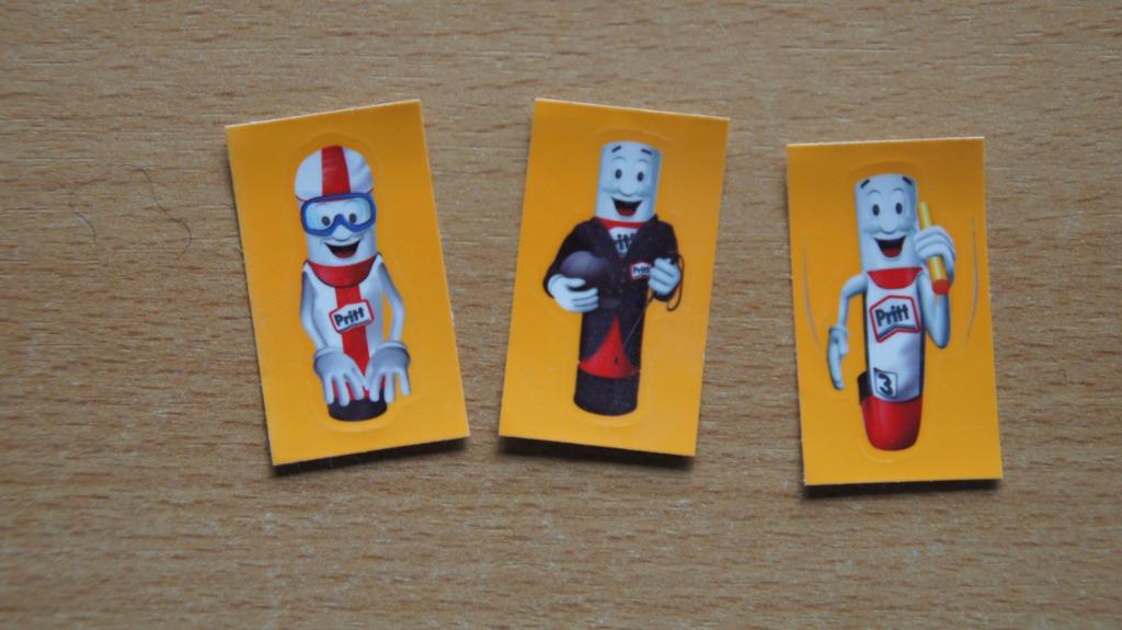 3 oude stickers Pritt lijmsticks - sportmannetjes, Ophalen of Verzenden, Nieuw, Sport