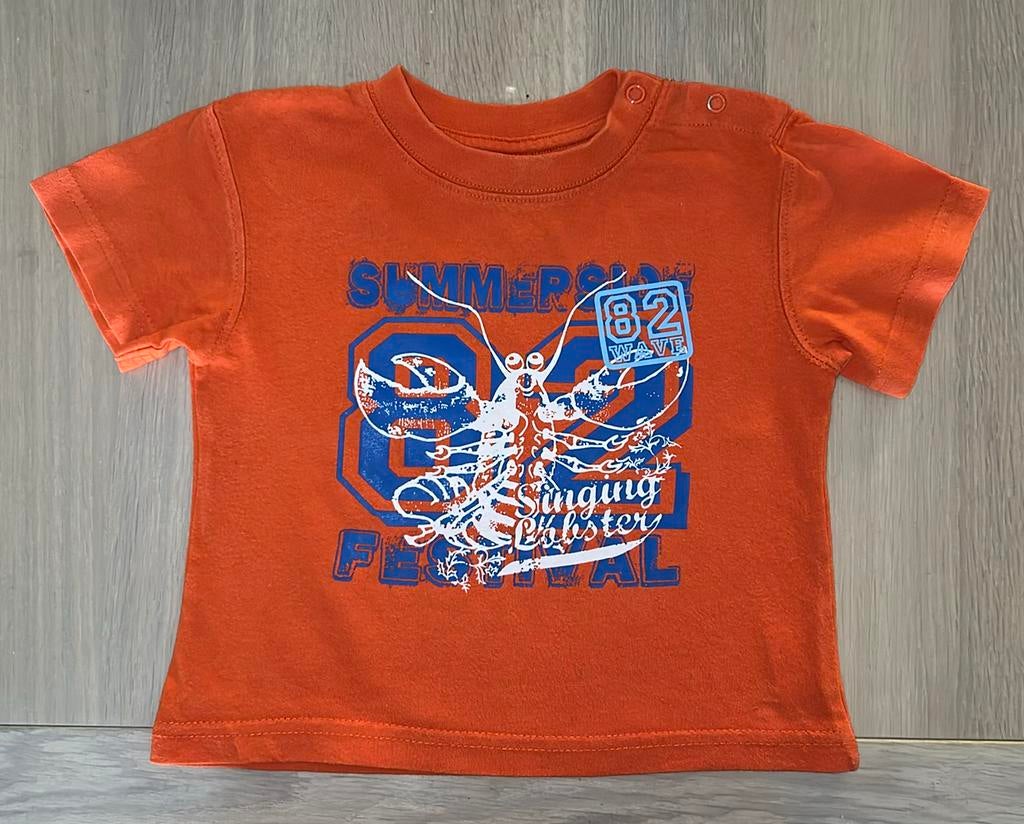 🦀 T-shirtje maat 80, Kinderen en Baby's, Babykleding | Maat 80, Zeeman, Ophalen of Verzenden, Zo goed als nieuw, Jongetje