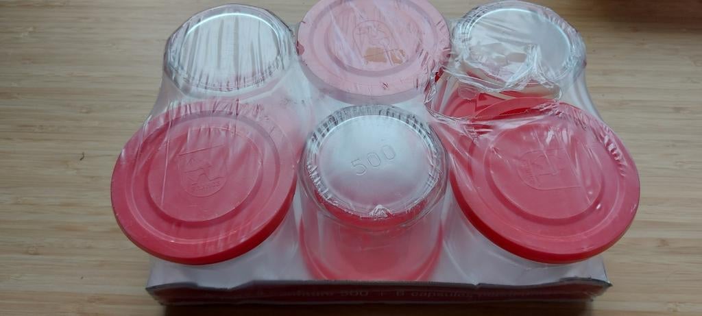 Nieuwe inmaak- of confituurpotten in getemperd glas 500 g, Ophalen of Verzenden, Nieuw, Glas