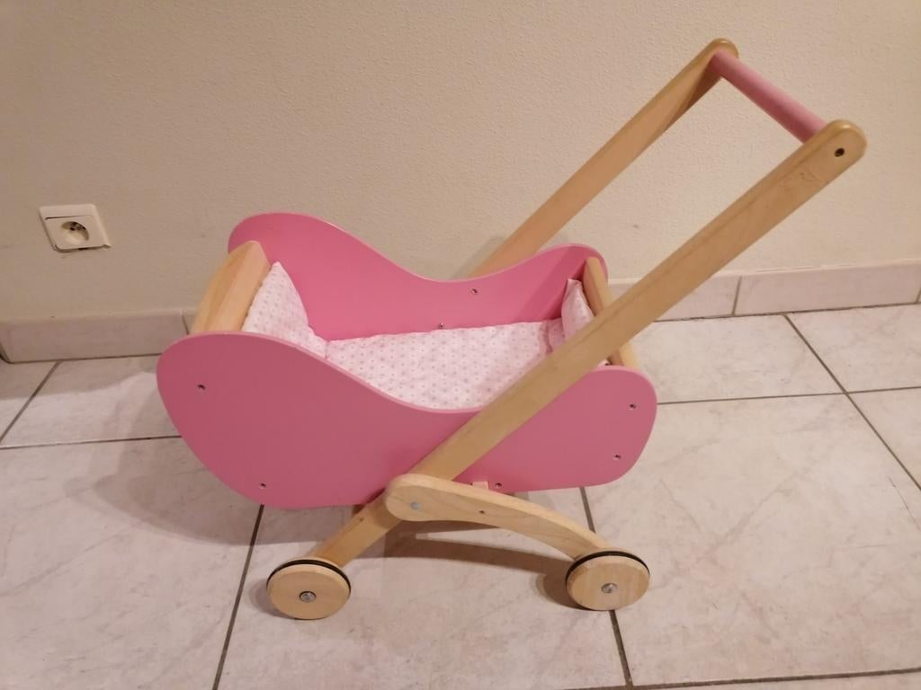Houten poppenwagen voor peuter of kleuter, Kinderen en Baby's, Speelgoed | Houten speelgoed, Ophalen, Gebruikt