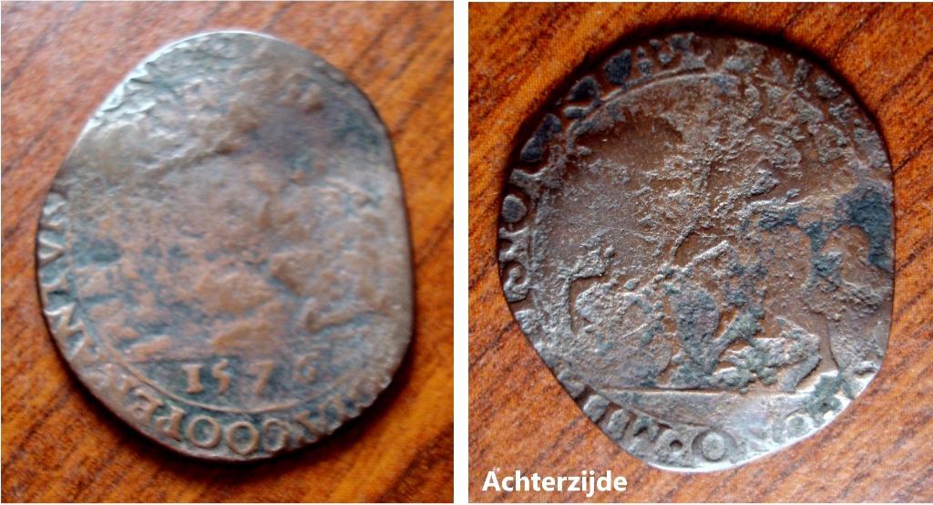Middeleeuwse onbekende rekenpenning uit 1576, Verzenden, Brons