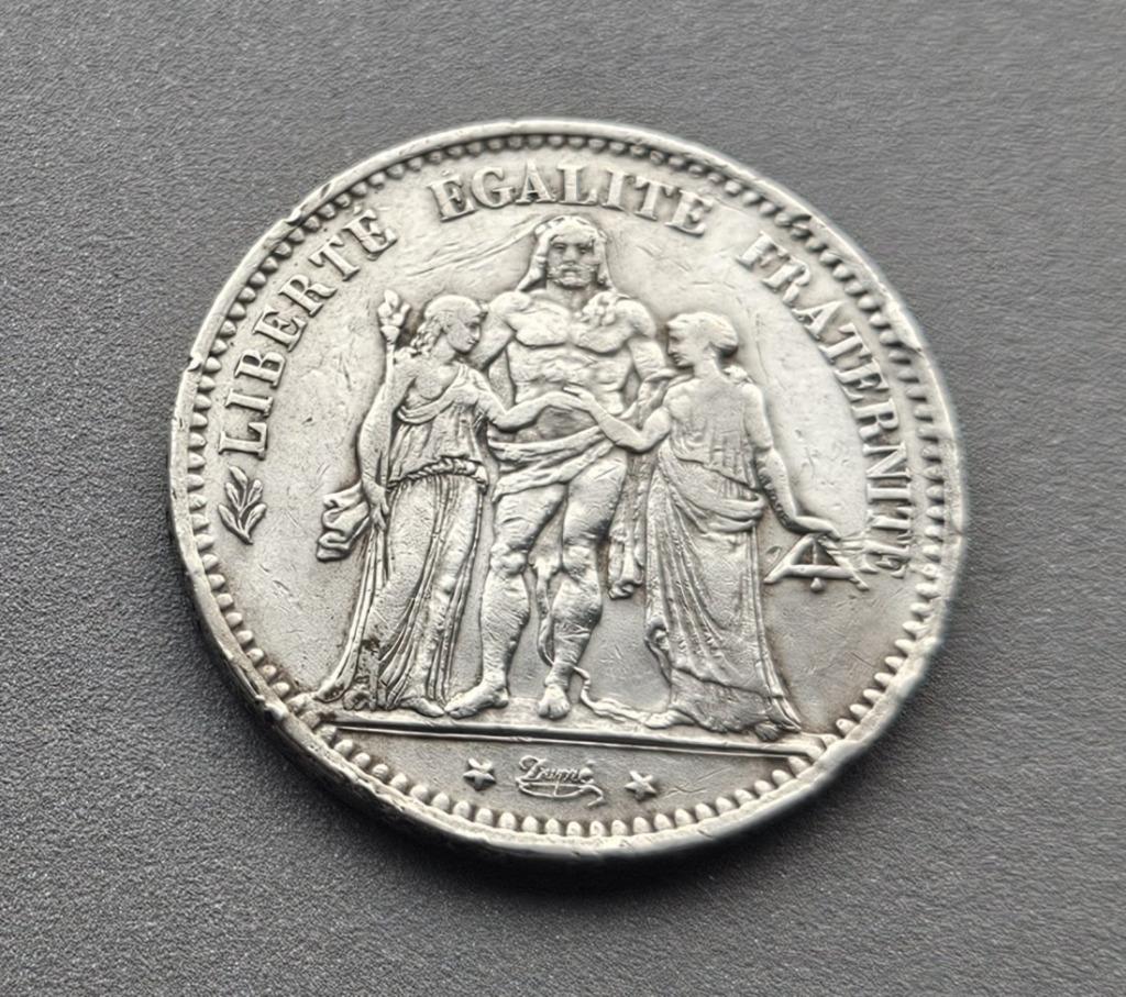 ZILVEREN MUNT 5 FRANCS HERCULE 1878 (Letter K), Ophalen of Verzenden, Frankrijk, Zilver