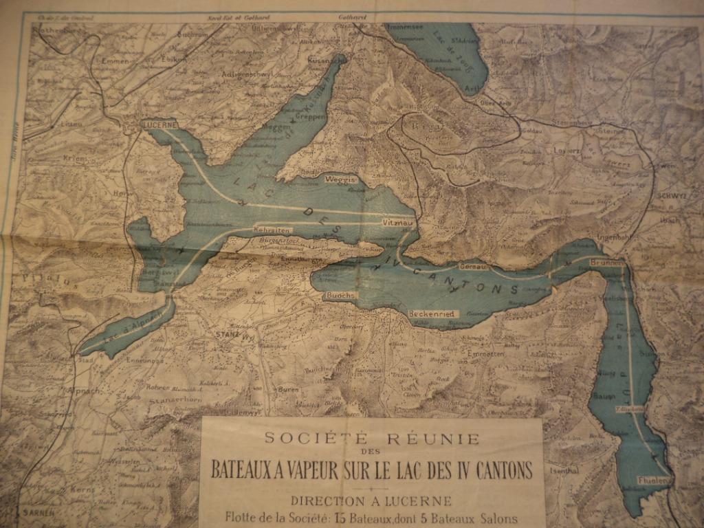 Suisse Carte 1892 Société Réunie des bateaux à vapeur LEMAN, Enlèvement ou Envoi, Carte géographique