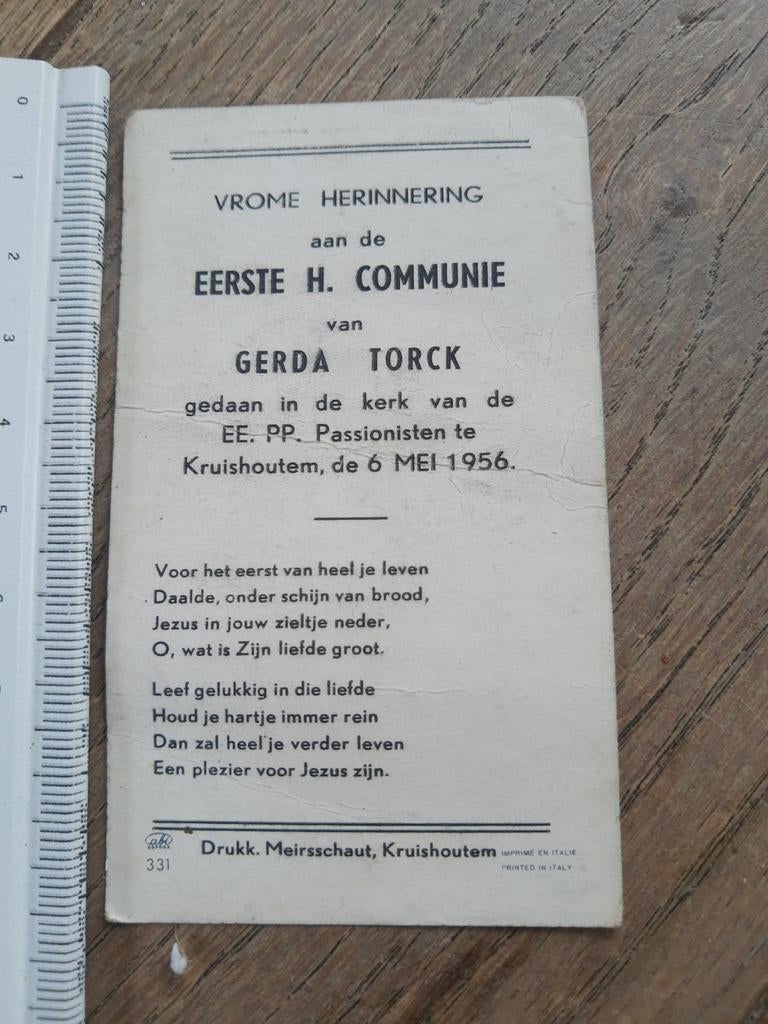 Eerste communieprentje - Kruishoutem - 1956, Ophalen of Verzenden