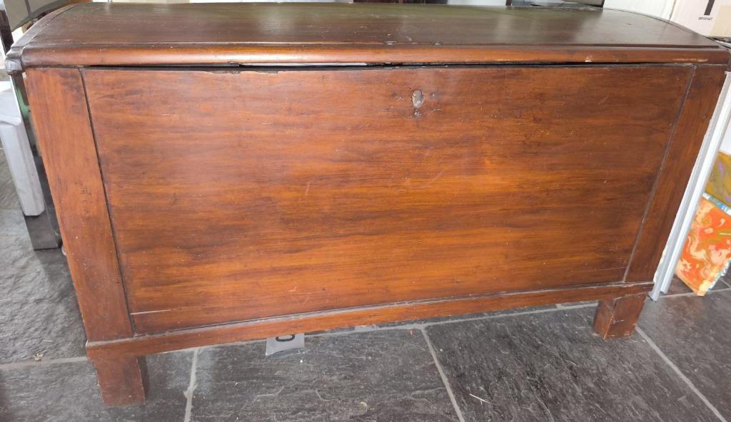 antieke houten linnenkoffer, kist, speelgoed bak, Ophalen