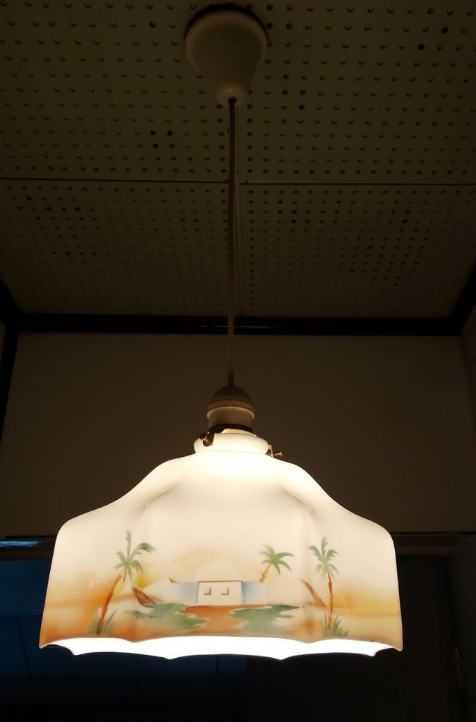Luster uit opalin wit glas, Antiek en Kunst, Ophalen