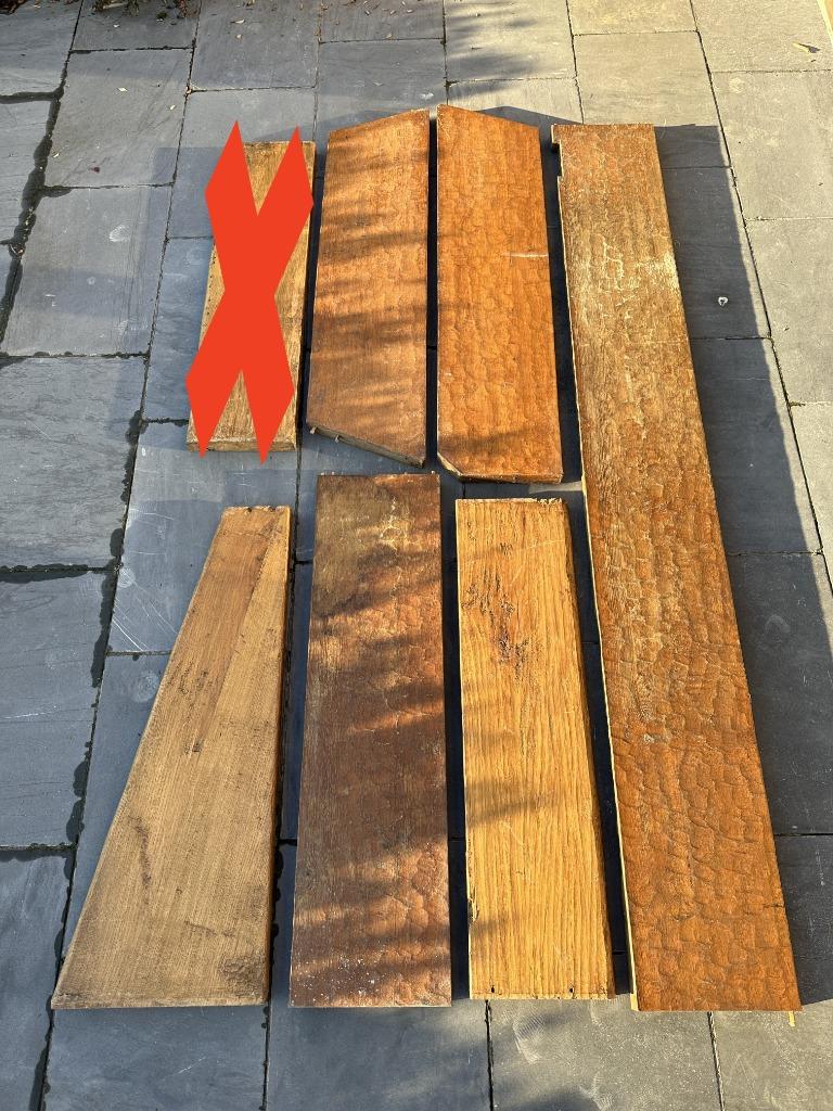 6 tablettes en chêne massif, Bricolage & Construction, Bois & Planches, Moins de 200 cm, Chêne, Enlèvement, Utilisé