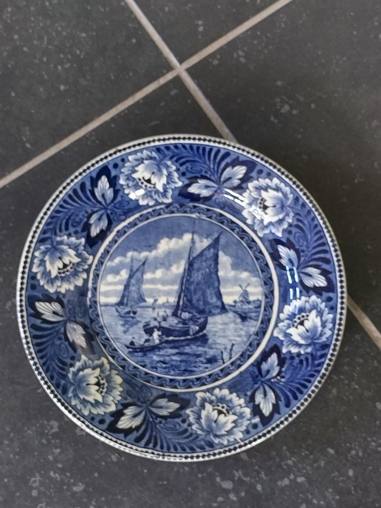 Assiette murale ancienne bleu Delft., Ophalen
