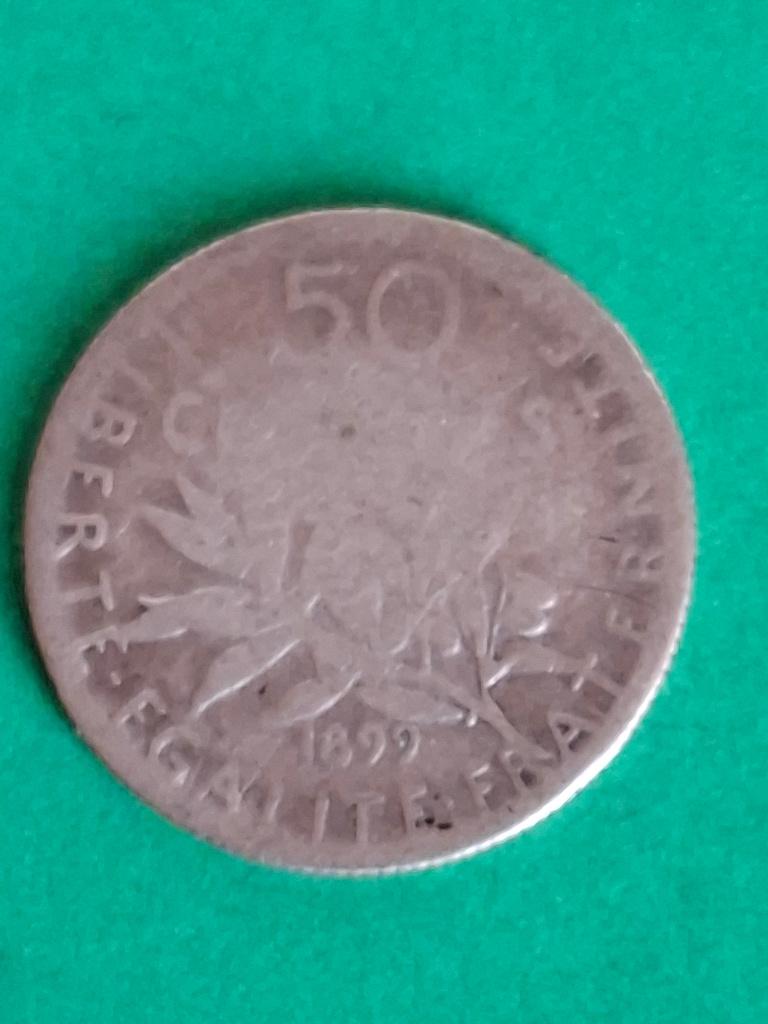 1899 Frankrijk 50 centimes in zilver zaaister, Postzegels en Munten, Munten | Europa | Niet-Euromunten, Losse munt, Frankrijk
