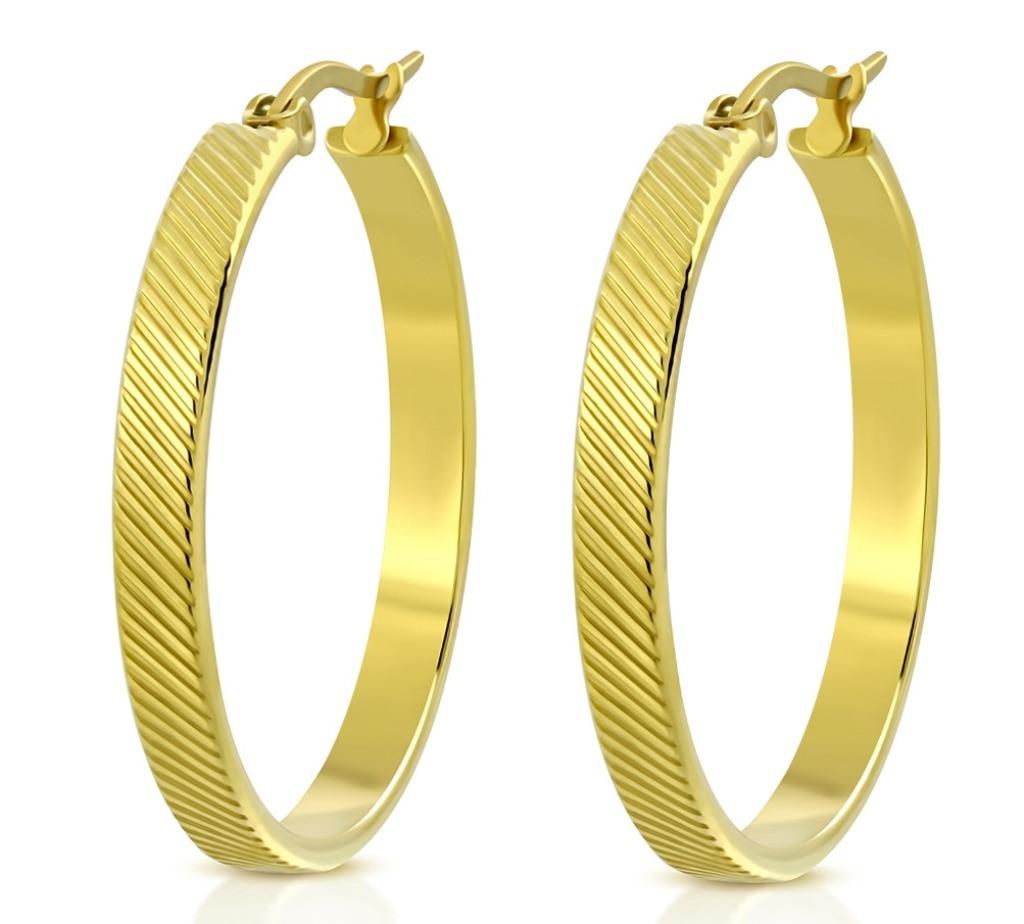 Créoles en acier inoxydable plaqué or jaune - 32 x 4 mm, Bijoux, Sacs & Beauté, Boucles d'oreilles, Enlèvement ou Envoi, Neuf