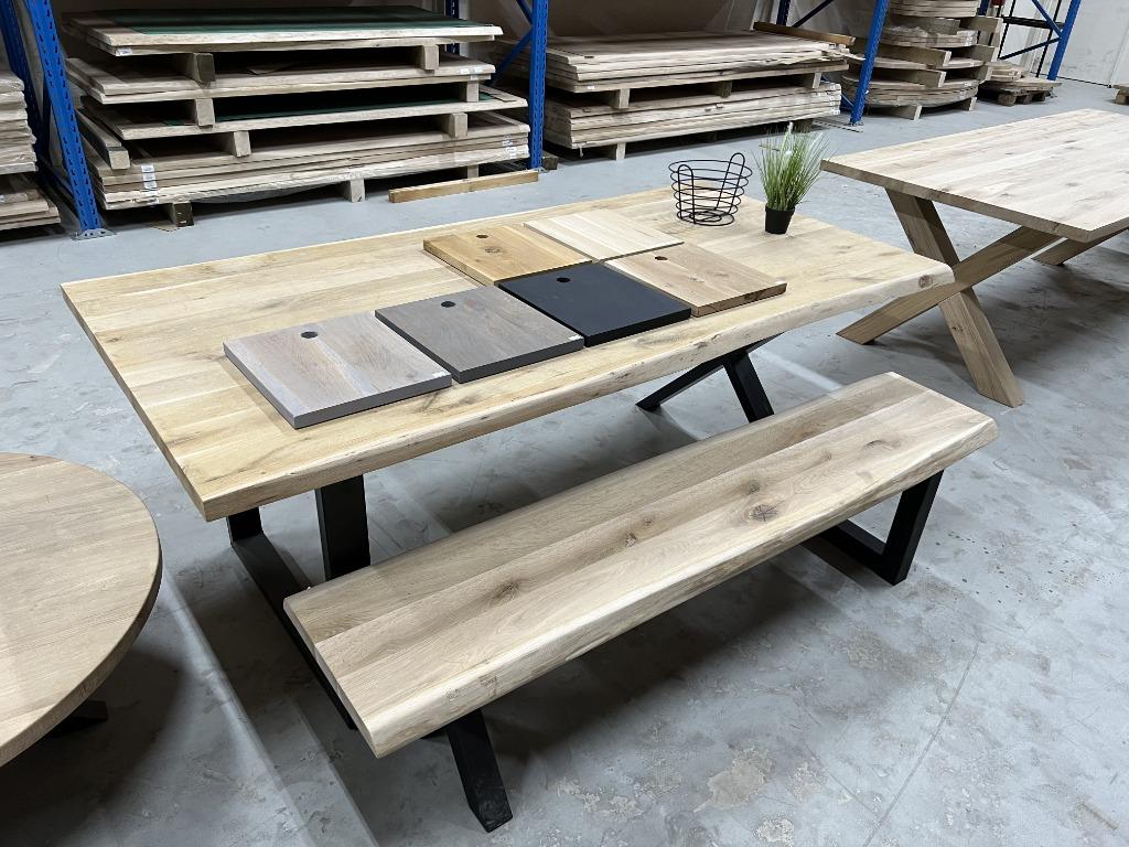massief eiken tafel | tafelblad | eettafel | boomstamtafel, Enlèvement, Neuf, Rectangulaire, Chêne