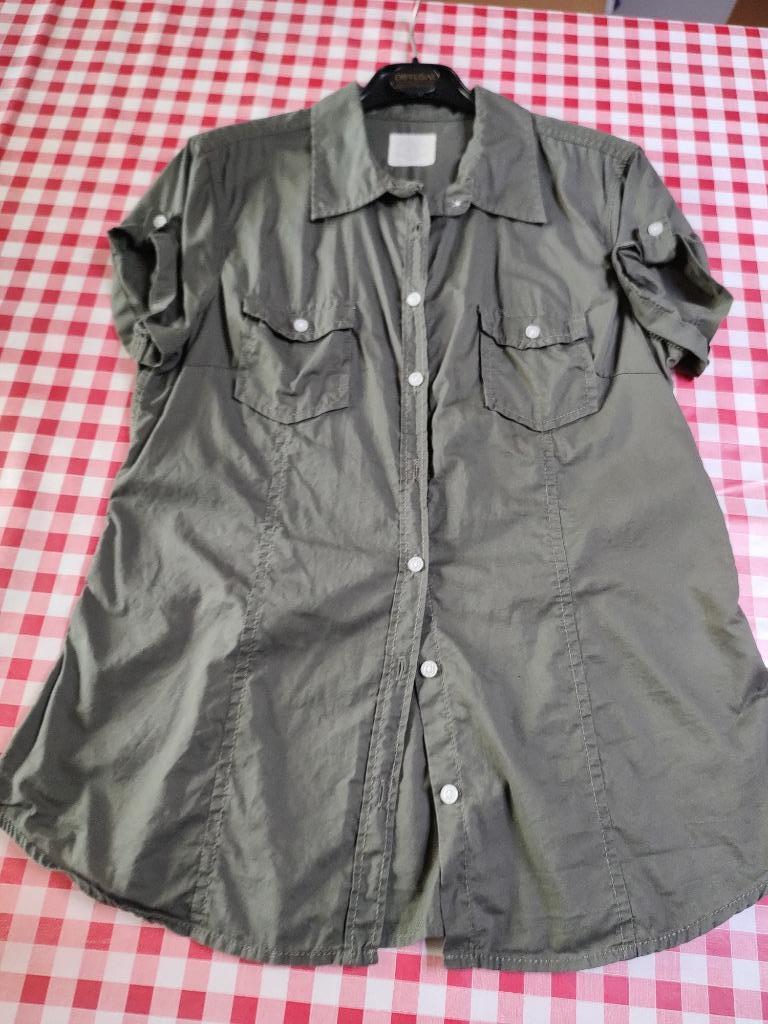 Kaki bloesje, Kleding | Dames, Blouses en Tunieken, H&M, Ophalen of Verzenden, Gedragen, Maat 38/40 (M)