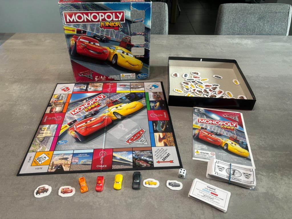 Jeu pour enfants - Monopoly Junior - Cars, Trois ou quatre joueurs, Enlèvement ou Envoi, Comme neuf, Hasbro