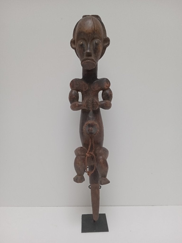 Statue Fang en bois, Sculpture, Afrique, Brun, Bois