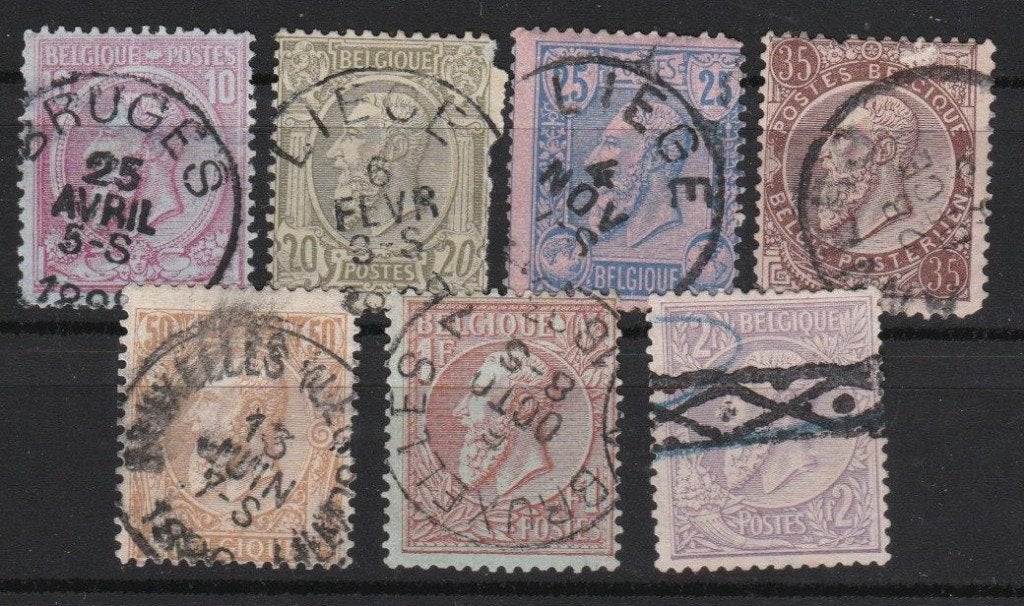 Belg. 1884 - Leopold II nr 46 - 52, Postzegels en Munten, Verzenden, Gestempeld