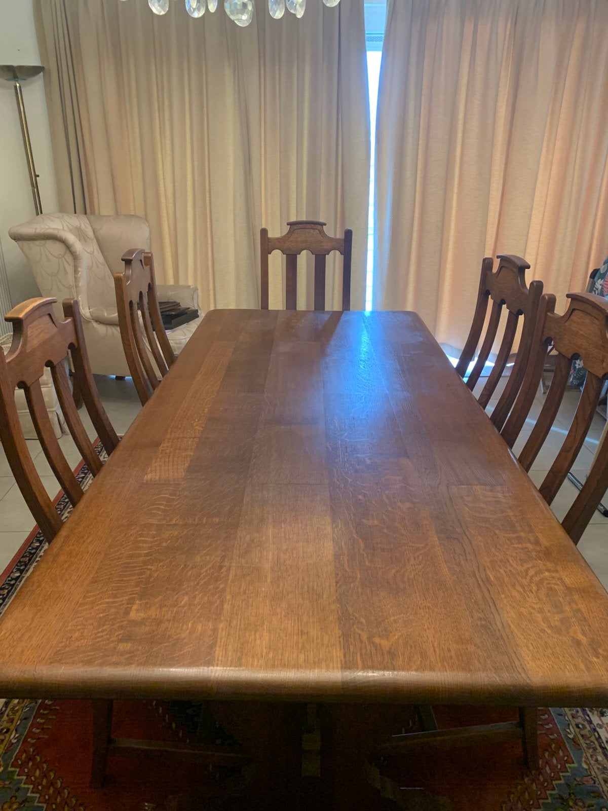 Table en chêne avec 6 chaises, Maison & Meubles, Enlèvement, Comme neuf