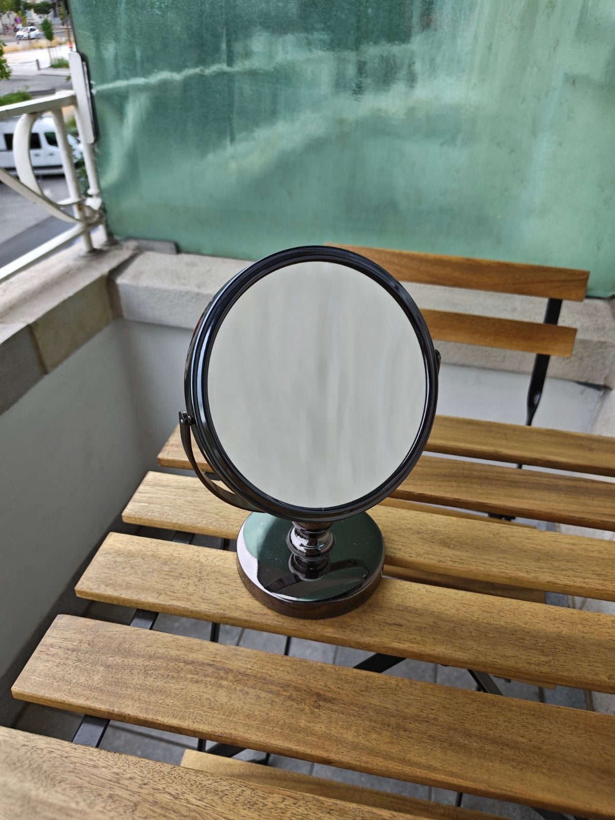 Dubbelzijdige make-upspiegel, Ophalen, Minder dan 50 cm, Rond, Zo goed als nieuw