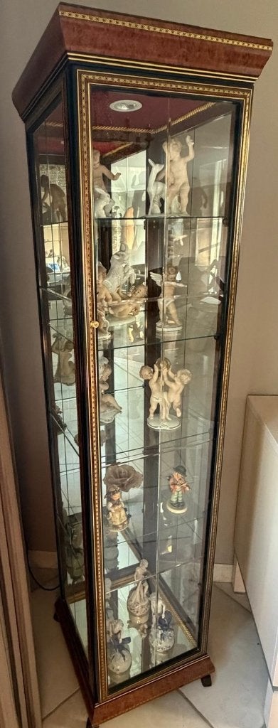 Elegante  vitrinekast/verlichting – glas & spiegel – 162 cm, Antiek en Kunst, Ophalen