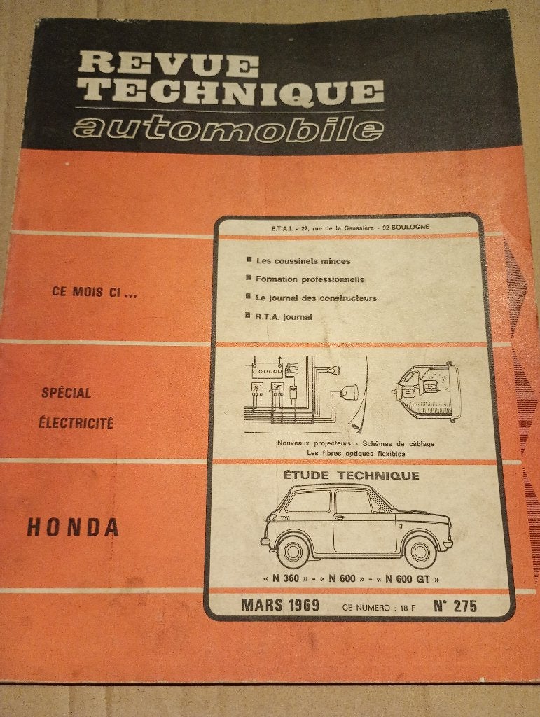 revue technique honda N360 N600 de 1967-1969, Ophalen of Verzenden