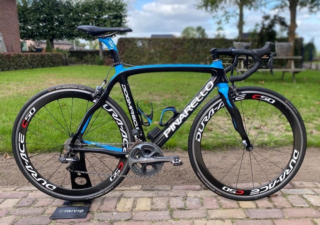 Pinarello Dogma Carbon Dura Ace DI2 Tean Sky maat 55, Fietsen en Brommers, 28 inch, Carbon, Velgrem, Zo goed als nieuw