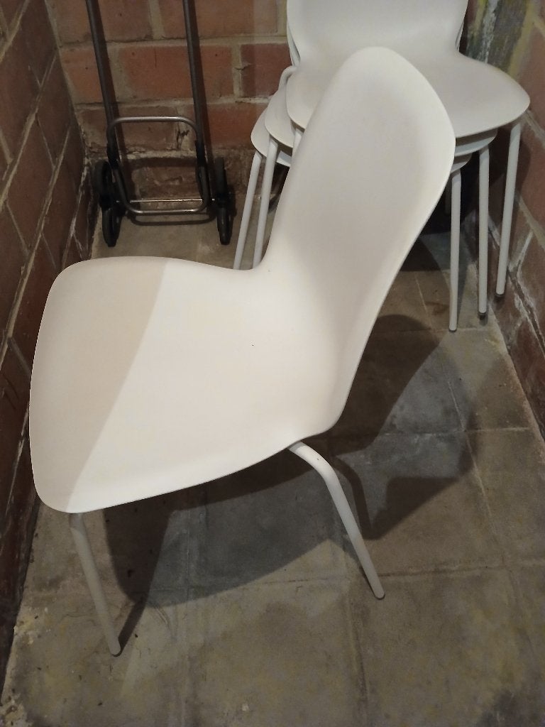 Chaises empilables 4 pièces, Synthétique, Comme neuf, Enlèvement, Blanc