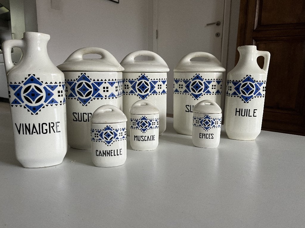 lot de 9 pots à épices et à condiments vintage, Ophalen