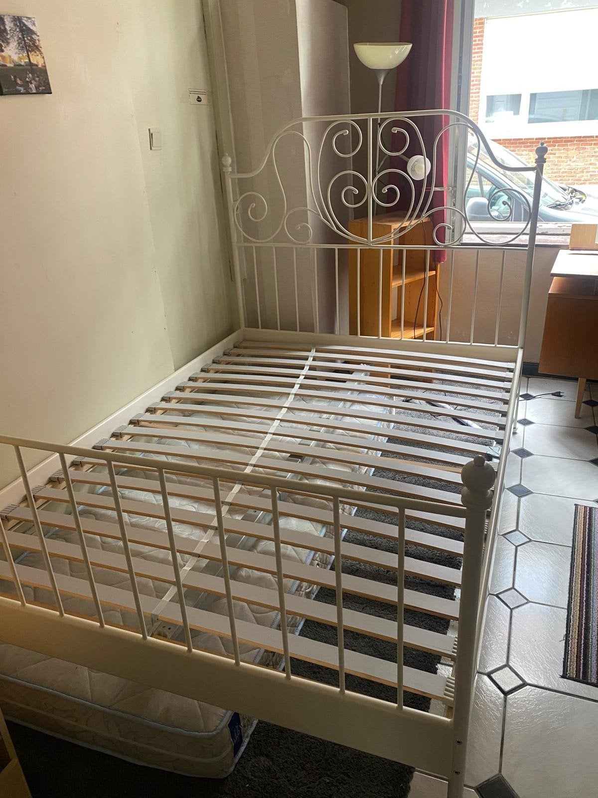Wit tweepersoonsbed ikea model leirvik, Huis en Inrichting, Slaapkamer | Bedden, Ophalen, Wit