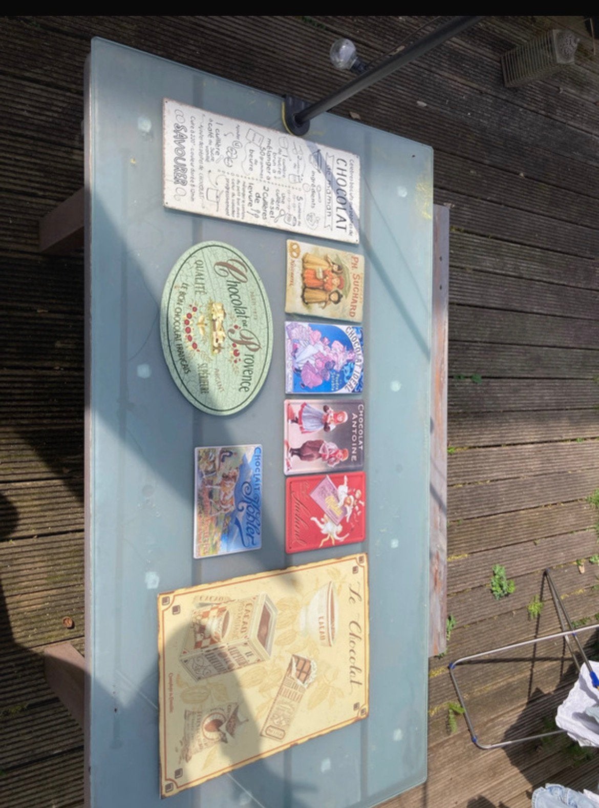 Lot de plaques en métal sur le thème du chocolat, Métal, Vintage, Multicolore, Tableau