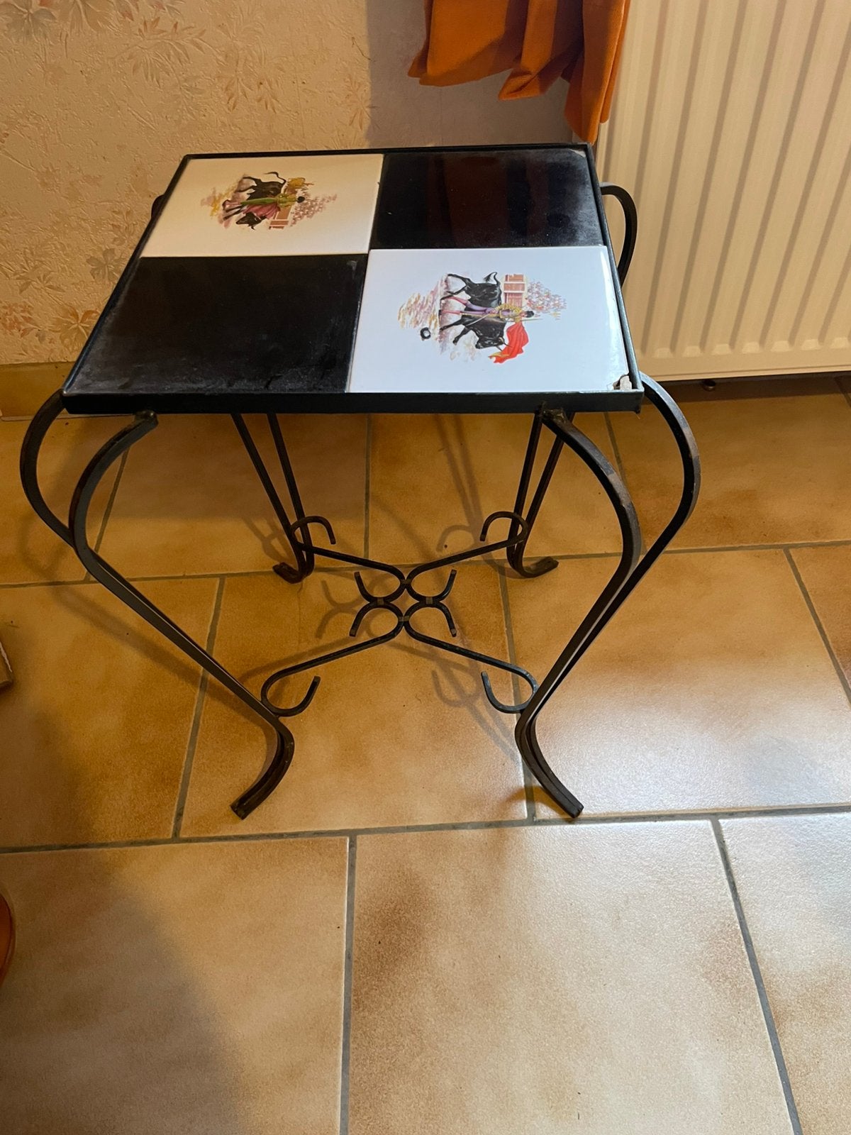 Tafeltje in smeedijzer met tegels, Ophalen, Gebruikt, Vierkant
