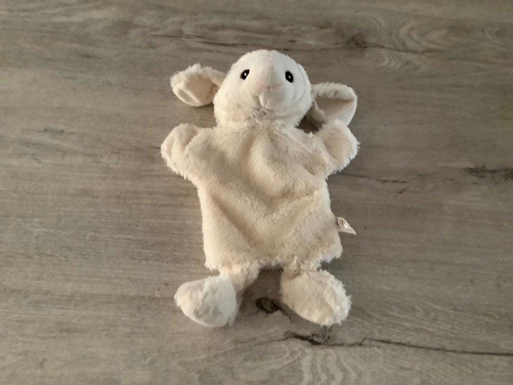 Baby witte pluche schapen handpop (30 cm), Kinderen en Baby's, Overige merken, Overige karakters, Overige typen, Ophalen of Verzenden