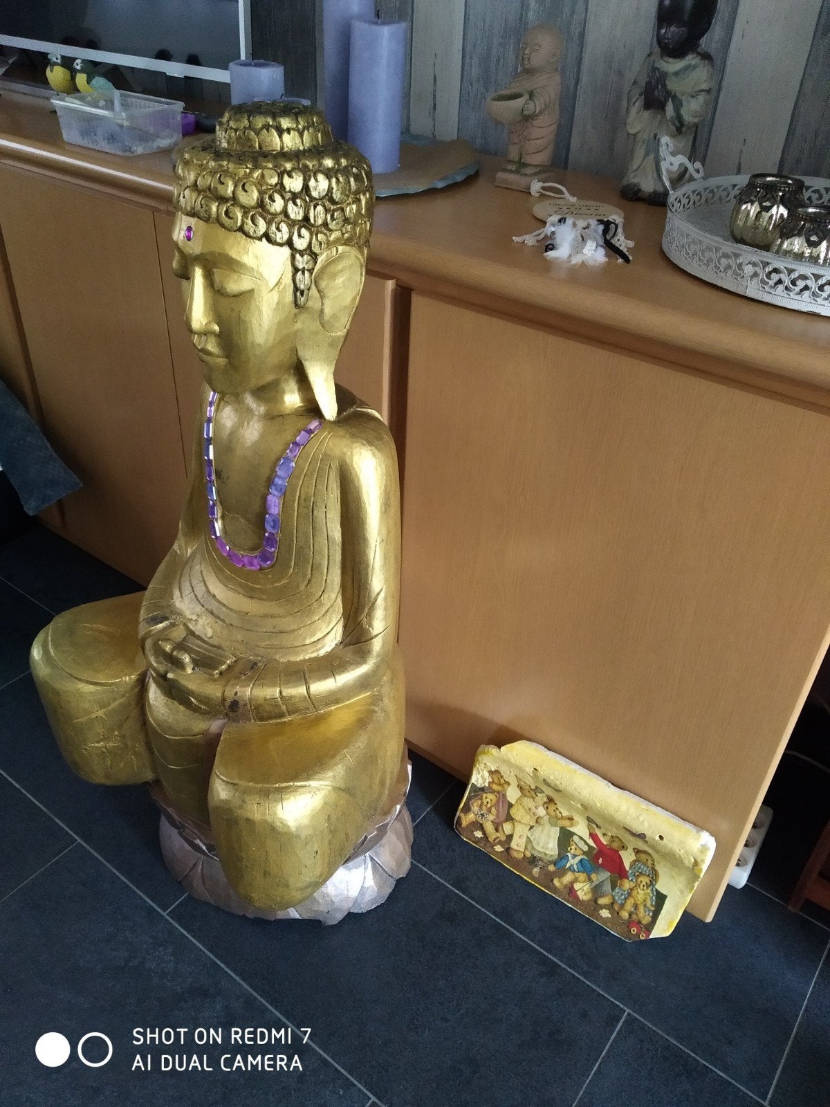 Statue de Bouddha en bois, grande, bel état, Enlèvement