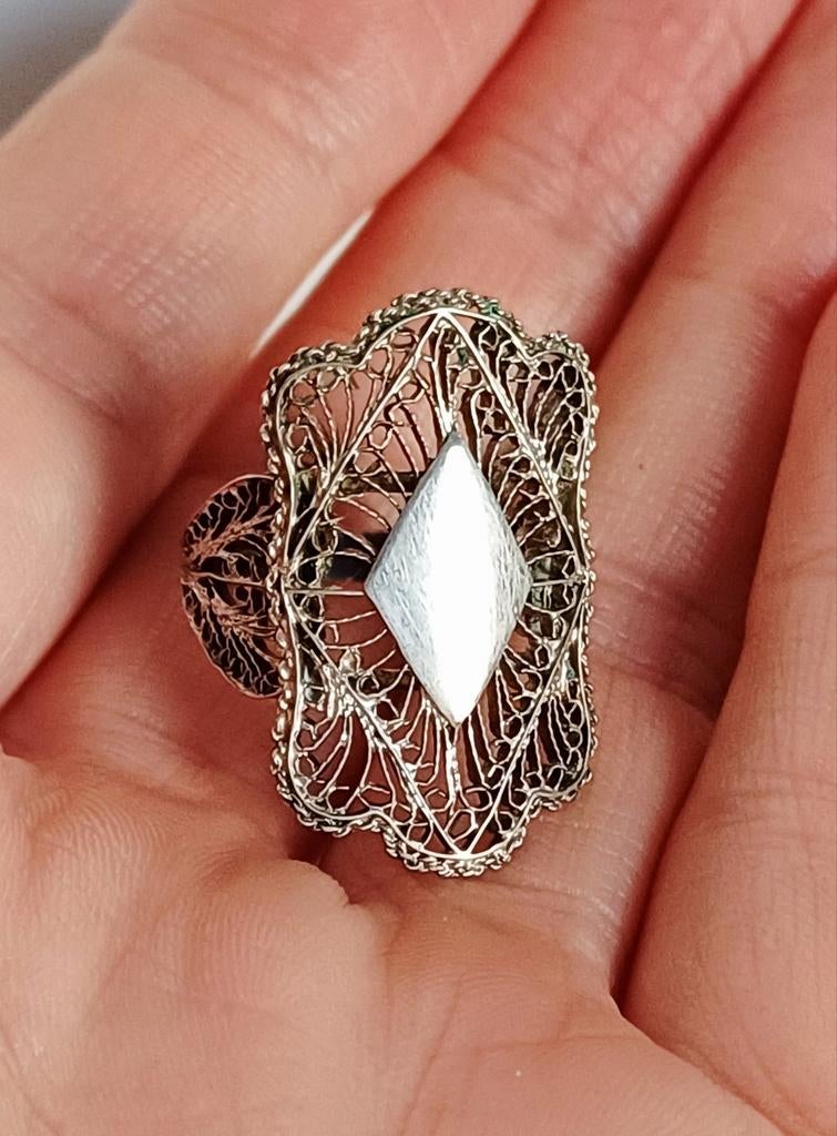 Antieke zilveren ring, Handtassen en Accessoires, Ringen, Ophalen of Verzenden, Zilver, Zilver