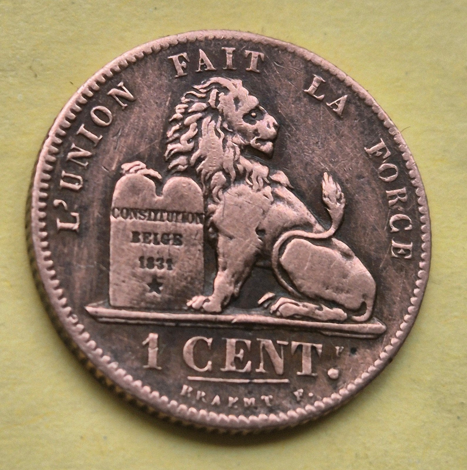 België.1 Centime 1861 Leopold ll, Postzegels en Munten, Ophalen of Verzenden, Losse munt