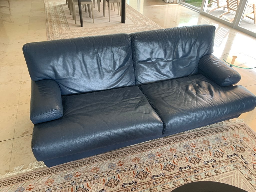 salonzetels, blauw, Casina merk, Huis en Inrichting, Zetels | Zetels, Ophalen, Gebruikt, Rechte bank, Modern, volledige set.  samen 7 tot 8  zitplaatsen