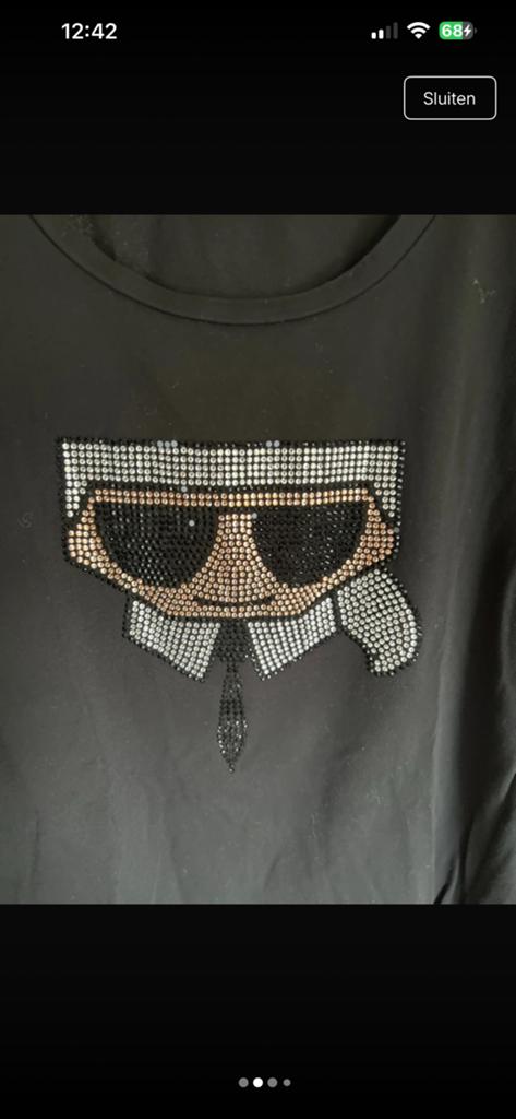 Zwarte t shirt karl lagerfeld, Zwart, Maat 42/44 (L), Ophalen of Verzenden, Zo goed als nieuw