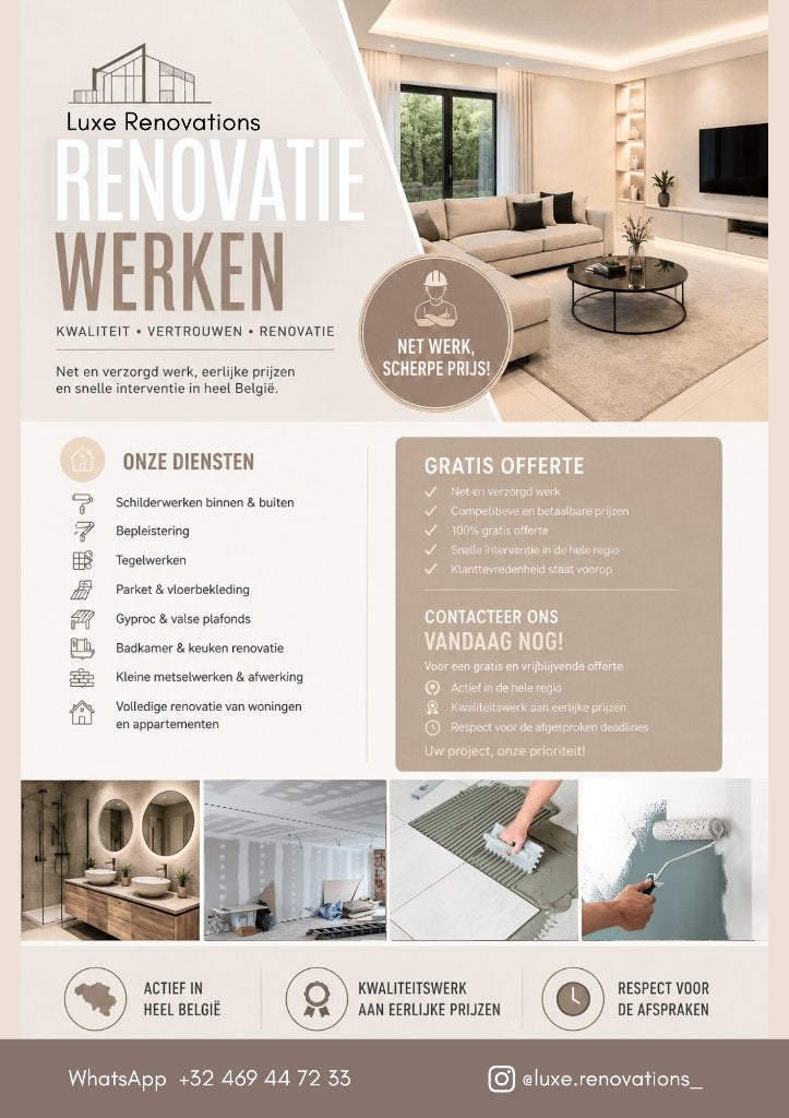 Renovatiewerken | Badkamer|Tegelwerken|Gyproc|Gratis Offerte, Verbouw of Aanbouw
