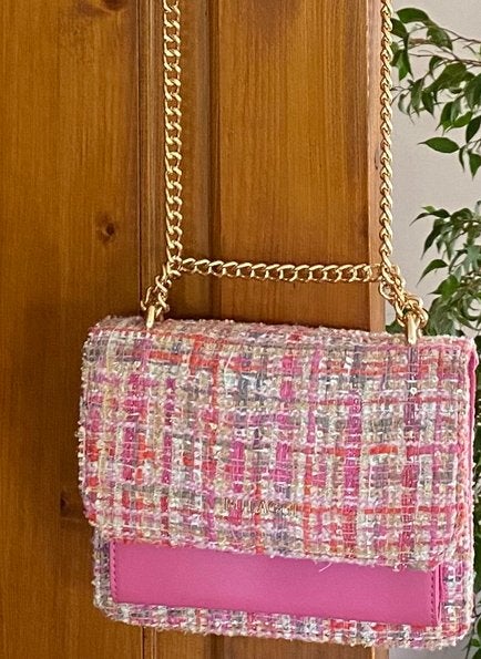 Mooi roos handtasje met ketting, Handtassen en Accessoires, Tassen | Damestassen, Verzenden, Zo goed als nieuw, Roze, Avondtasje