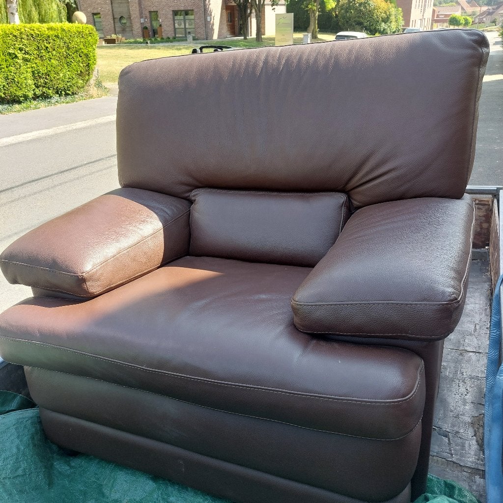 Fauteuil cuir brun 1 place, Maison & Meubles, Enlèvement, Cuir