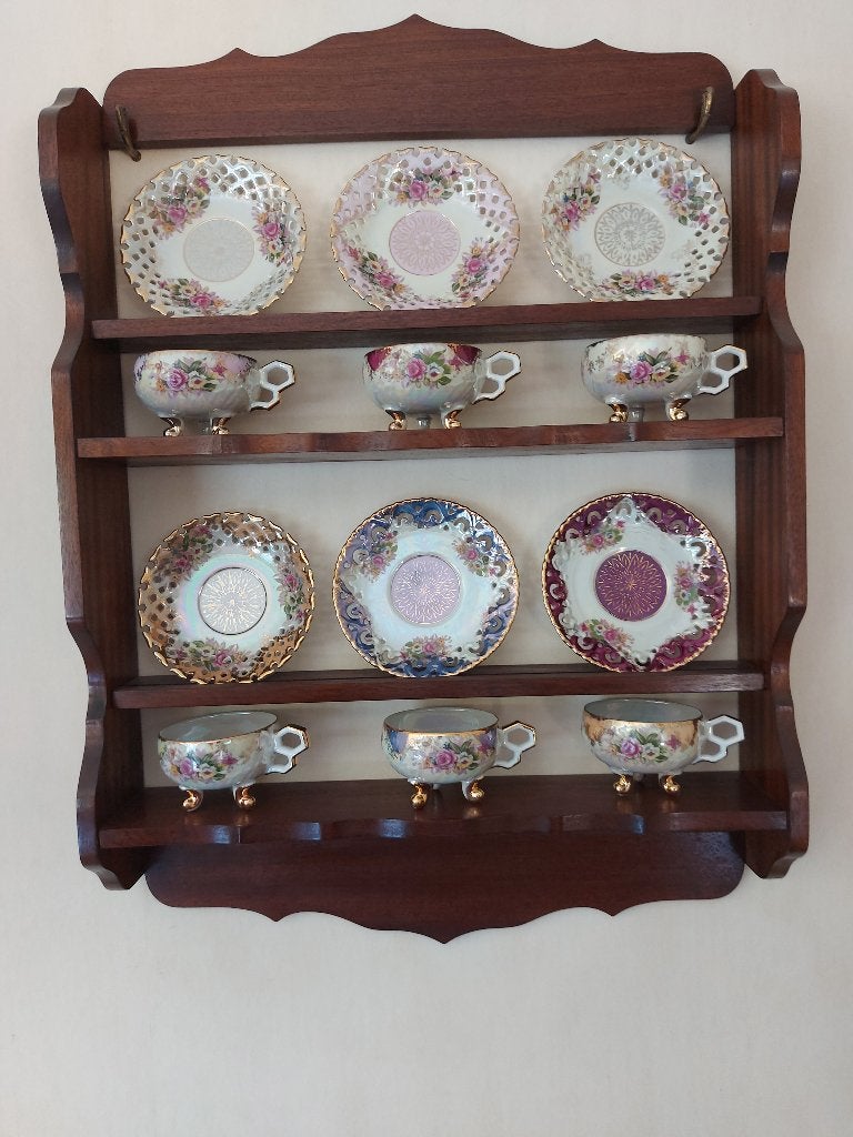 6 vintage kopjes + schotels met wandrek, Antiek en Kunst, Ophalen