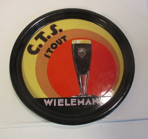 plateau à bière en émail vintage antique CTS Stout Wielemans, Collections, Enlèvement ou Envoi