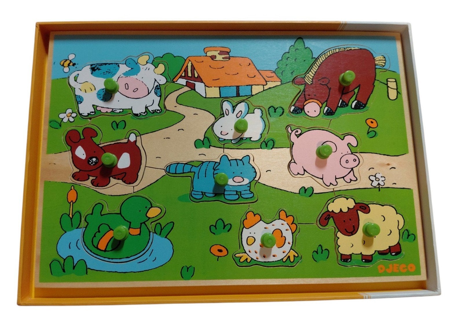 Puzzle Djeco en bois Pâturages animaux de la ferme, Enlèvement, Comme neuf, 6 mois à 2 ans, En bois