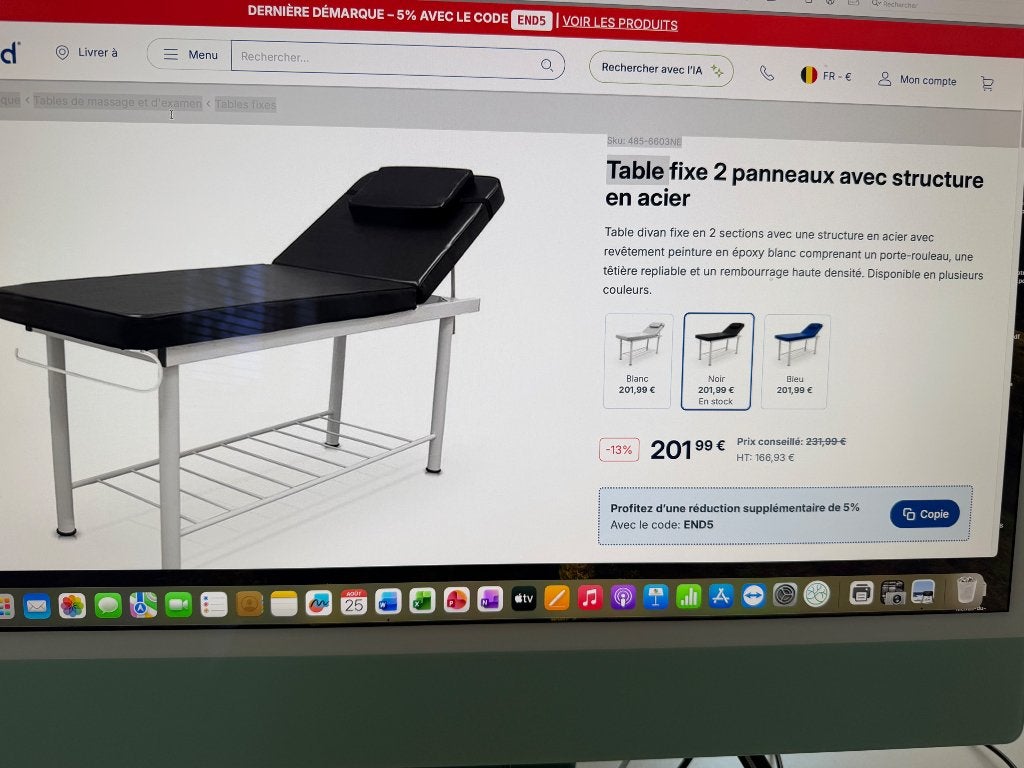 Table d’examen médical, Enlèvement