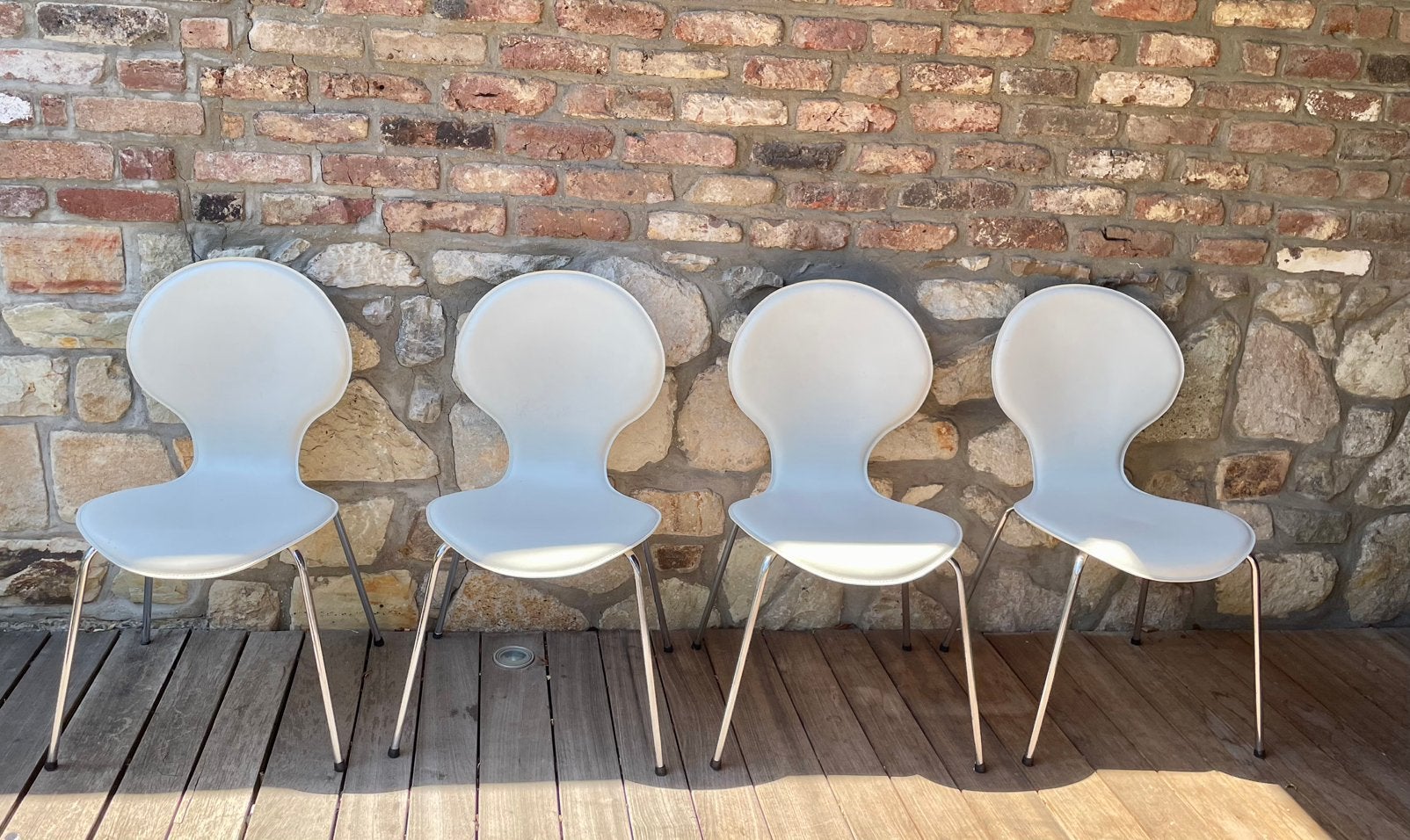 Set van 4 witte Samba-stoelen, Huis en Inrichting, Stoelen, Ophalen, Gebruikt, Wit, Vier