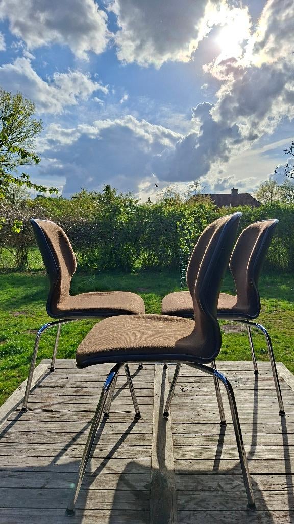 3 x Giroflex 8117-8116 stoelen, Maison & Meubles, Chaises, Utilisé, Trois, Brun, Enlèvement