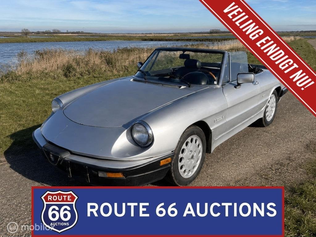 Alfa Romeo Spider 2.0 | 1987 | Route 66 Auctions, Auto's, Oldtimers, Zwart, Bedrijf, Handgeschakeld, Overige carrosserie