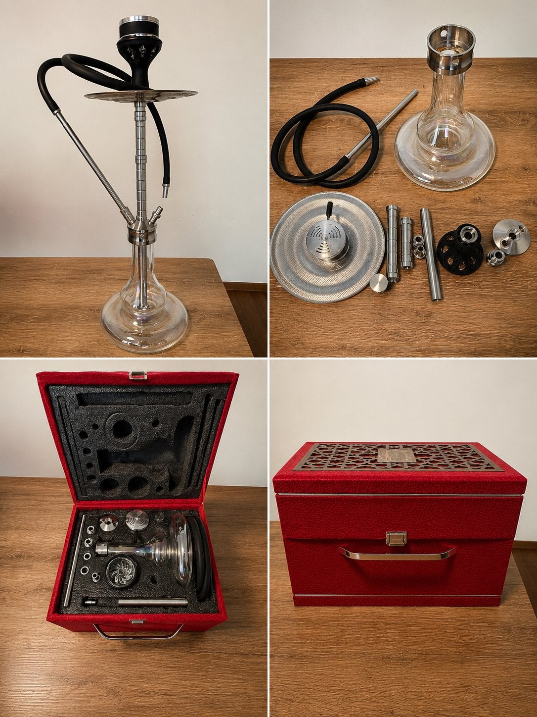 exclusieve premium shisha set – staal en glazen vaas, Antiek en Kunst, Antiek | Glaswerk en Kristal, Ophalen