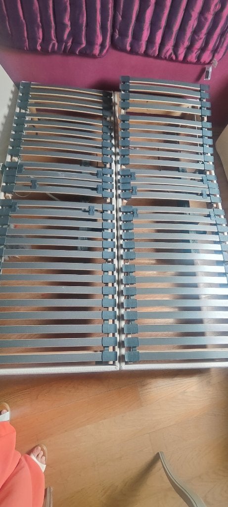 Lit sommier électrique 2x70 cm, Ophalen, Verstelbaar, Beige, Tweepersoons